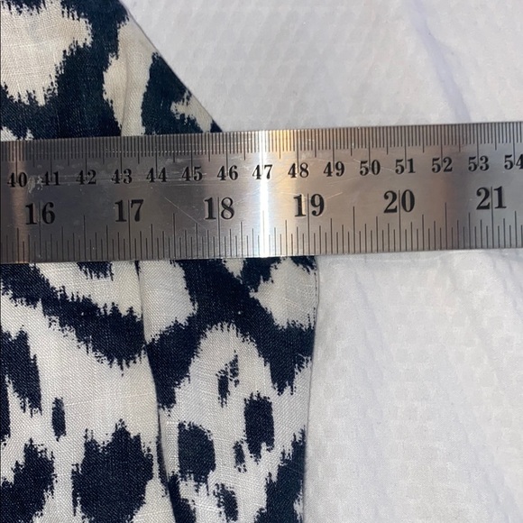 LOFT Gray and White Midi Dress Linen Lined with Cotton - Picture 7 of 10